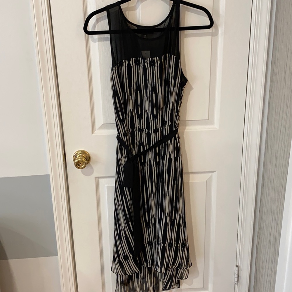 High/low black and white dress